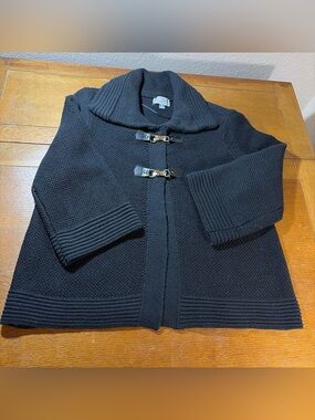 JM Collection Black Knit Toggle Cardigan